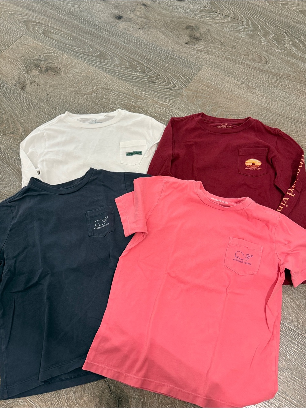 Vineyard Vines Kids Short Sleeve Pocket Tees - Pink, Navy, White, Maroon